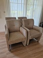 4 eetkamerstoelen - wieltjes gestoffeerd antraciet, Huis en Inrichting, Stoelen, Ophalen, Gebruikt, Vier, Stof