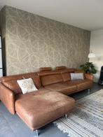 Bruine lederen bankstel, Huis en Inrichting, Ophalen, Gebruikt