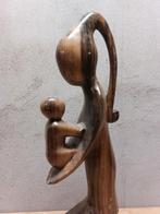 Handgesneden houten beeld – Moeder & kind – 52 cm, Ophalen of Verzenden