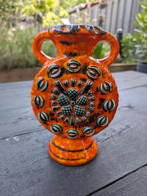 West - Germany vaas keramiek., Huis en Inrichting, Woonaccessoires | Vazen, Zo goed als nieuw, Oranje, Minder dan 50 cm, Overige materialen