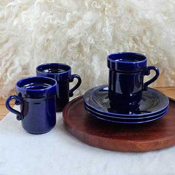 Huizen Holland Laren kobaltblauw kop en schotel | per stuk beschikbaar voor biedingen