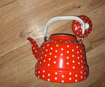 Fluitketel. Emaile. Rood met witte stippen., Ophalen of Verzenden, Zo goed als nieuw