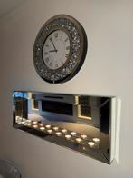 Glazen kaarssen decoratie incl klok met kristallen steentjes, Huis en Inrichting, Woonaccessoires | Klokken, Ophalen of Verzenden