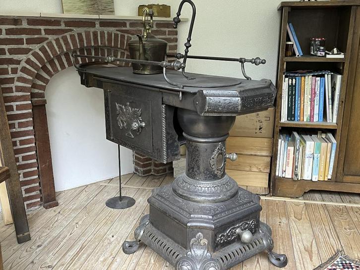 Brabantse plattebuiskachel, Huis en Inrichting, Kachels, Gebruikt, Vrijstaand, Potkachel, Hout, Ophalen