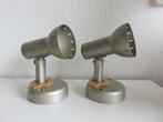 2 Massive muurspotjes zilver grijs met beukenhout wandspotje, Huis en Inrichting, Ophalen of Verzenden, Zo goed als nieuw, Metaal of Aluminium