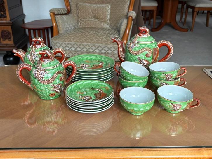 Vintage Japanese Moriage Dragonware Tea Set, Antiek en Kunst, Antiek | Servies compleet, Ophalen