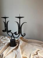Vintage castiron zwarte tweearmige kandelaar h39cm, 25 tot 50 cm, Zwart, Ophalen of Verzenden, Zo goed als nieuw