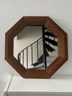 Vintage achthoekige mid century spiegel hout, Overige vormen, Minder dan 100 cm, Gebruikt, 50 tot 75 cm