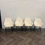 4 Fluwelen Eetkamerstoelen Wit, Wit, Ophalen of Verzenden, Zo goed als nieuw, Metaal