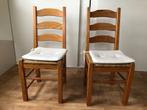 2 stoelen met biezen zitting, Twee, Ophalen of Verzenden, Bruin, Zo goed als nieuw