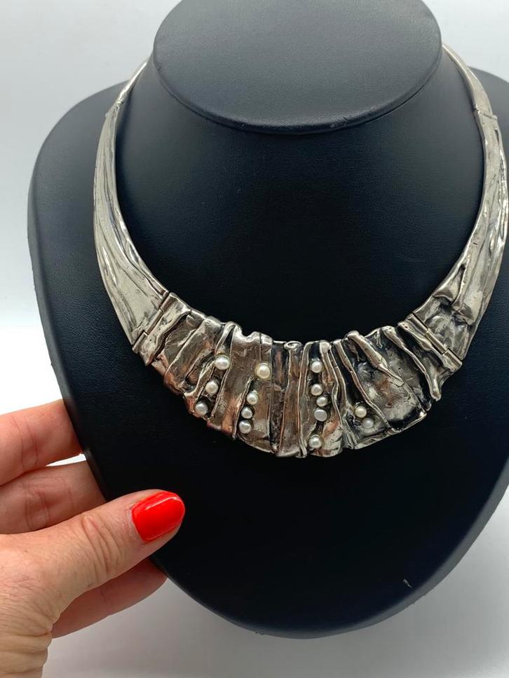 X666 Prachtig zilveren collier Perli (deel van set), Sieraden, Tassen en Uiterlijk, Antieke sieraden, Ketting, Zilver, Met edelsteen