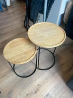 Bijzettafel mangohout, Minder dan 55 cm, Rond, Zo goed als nieuw, Hout