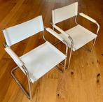 2 witte buisframe stoelen stijl Marcel Breuer / Mart Stam, Gebruikt, Wit, Ophalen of Verzenden, Metaal