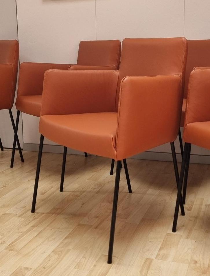 Label Tiba eetkamerstoelen gerard van den Berg refurbished, Huis en Inrichting, Stoelen, Nieuw, Vijf, Zes of meer stoelen, Leer