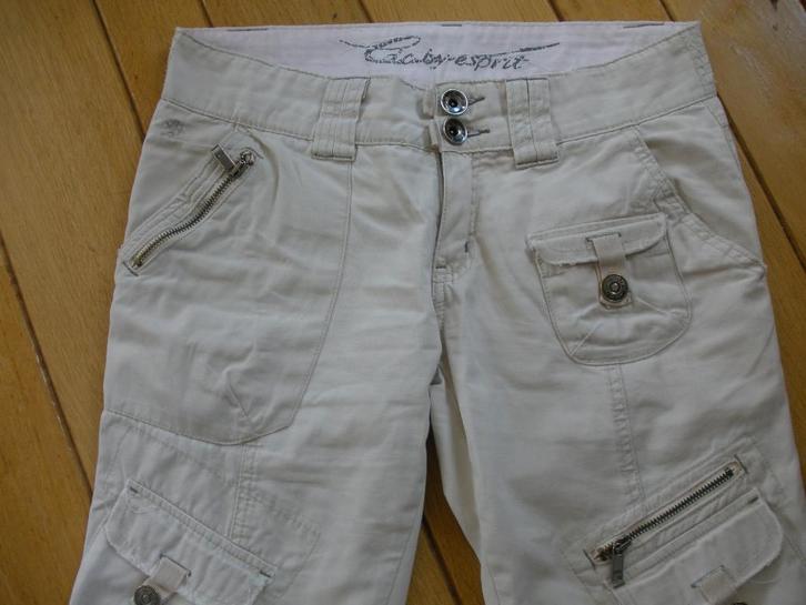 ESPRIT broek zand cargo maat 34, Kleding | Dames, Broeken en Pantalons, Zo goed als nieuw, Maat 34 (XS) of kleiner, Beige, Lang