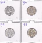 Halve gulden 1908+1910+1913+1919 van 58 euro voor 44 euro, Postzegels en Munten, Ophalen of Verzenden, Koningin Wilhelmina, ½ gulden