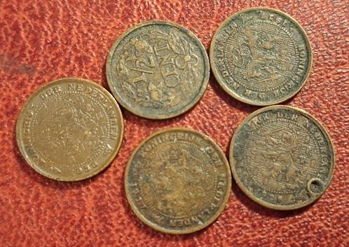 Nederland 5 stuks ½ centen in 1 koop (jaartalen zie foto), Postzegels en Munten, Munten | Nederland, Setje, Overige waardes, Verzenden