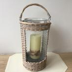 Windlicht | kaars | rieten mand | decoratie | interieur, Overige materialen, Overige kleuren, 25 tot 50 cm, Nieuw