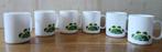 Set van 6 Arcopal witte mokken met wereldbol en auto's, Huis en Inrichting, Keuken | Servies, Ophalen of Verzenden, Overige stijlen
