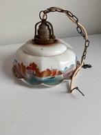 Antieke hanglamp met handgeschilderd landschap, Antiek en Kunst, Ophalen