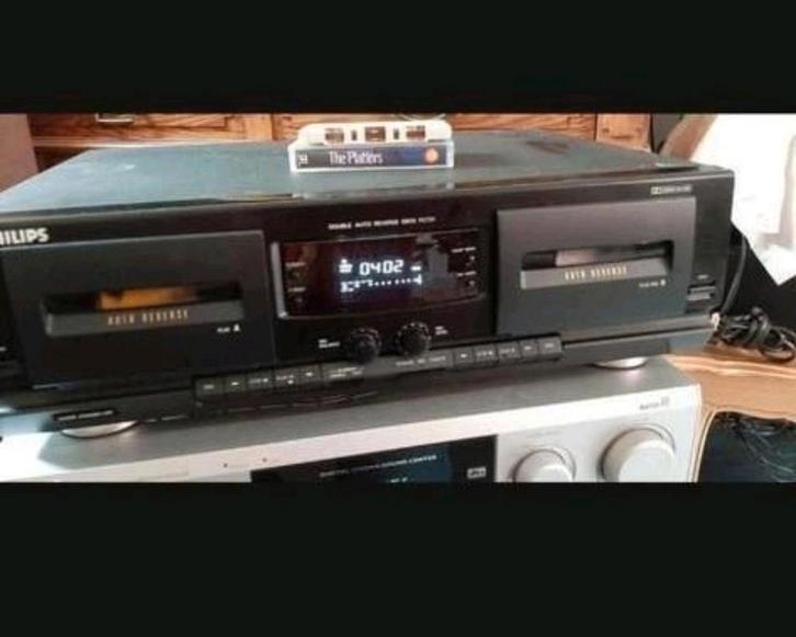 PhilipsFC781 Dubbel Cassettedeck met Auto Reverse, Audio, Tv en Foto, Cassettedecks, Philips, Ophalen of Verzenden