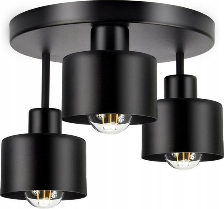 Plafondlamp Industrieel Zwart - 3 x max. 60 Watt (E27) ACTIE, Huis en Inrichting, Lampen | Plafondlampen, Nieuw, Metaal, Ophalen of Verzenden