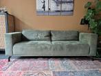 Groene corduroy 3-zits bank met hocker 4x6 Sofa, Ophalen, 125 cm of meer, 125 cm of meer, Zo goed als nieuw