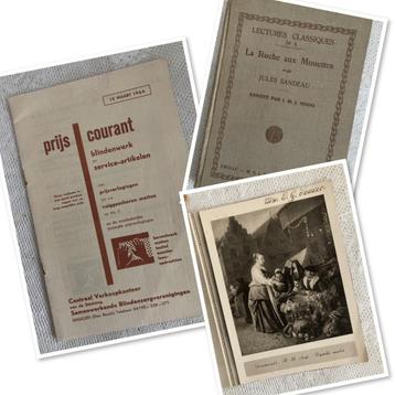 Brocante Menukaart 1954 / Oude prijscourant blindenwerk 1964 beschikbaar voor biedingen