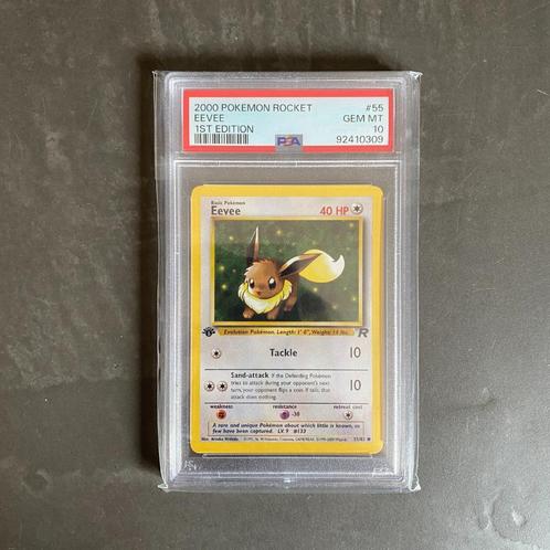 Pokémon Rocket #55 Eevee 1st Edition PSA 10, Hobby en Vrije tijd, Verzamelkaartspellen | Pokémon, Nieuw, Losse kaart, Ophalen of Verzenden