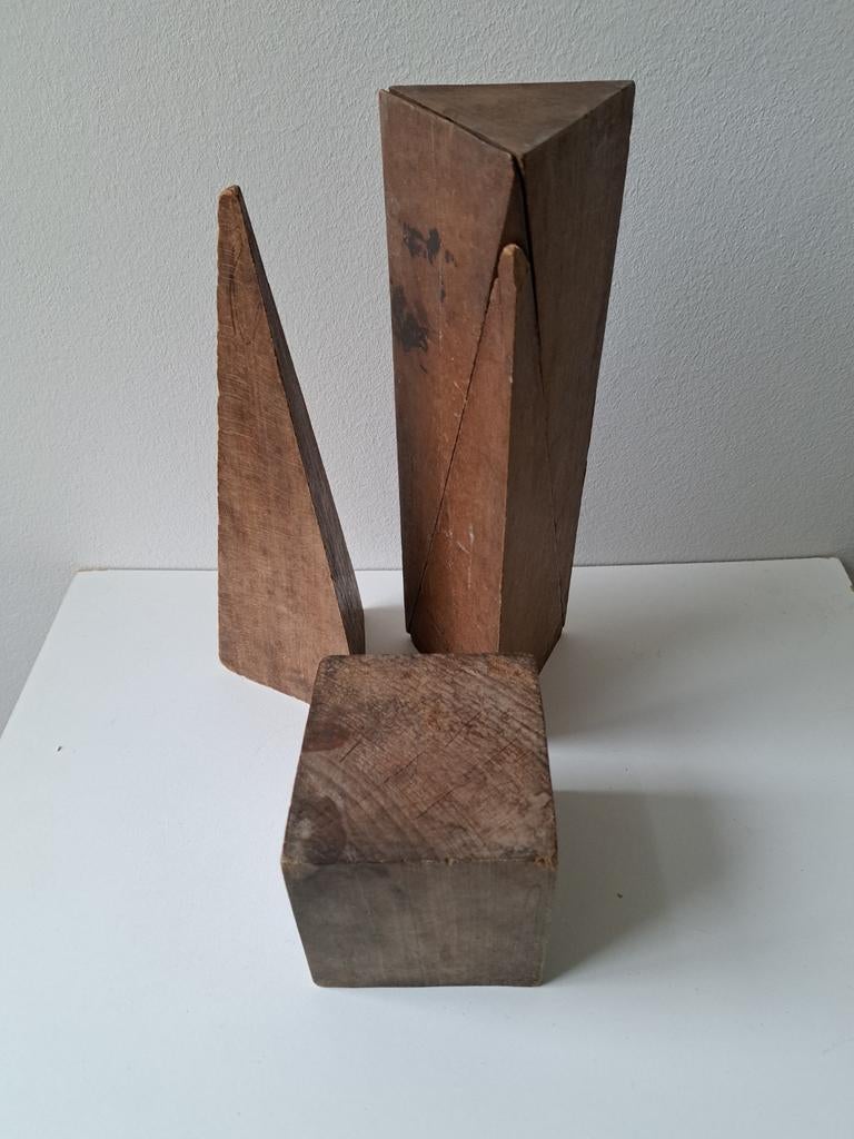 3 oude houten geometrie modellen, Ophalen of Verzenden
