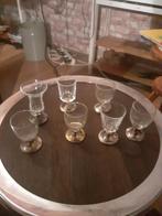 7 Borrelglaasjes met Verzilverde Voet, Antiek en Kunst, Antiek | Glas en Kristal, Ophalen of Verzenden
