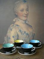 Franse cappuccino koppen met schotels, Ophalen of Verzenden