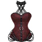 Rood korset met halsband steampunk burlesque gothic bustier, Kleding | Dames, Body of Korset, Verzenden, Rood