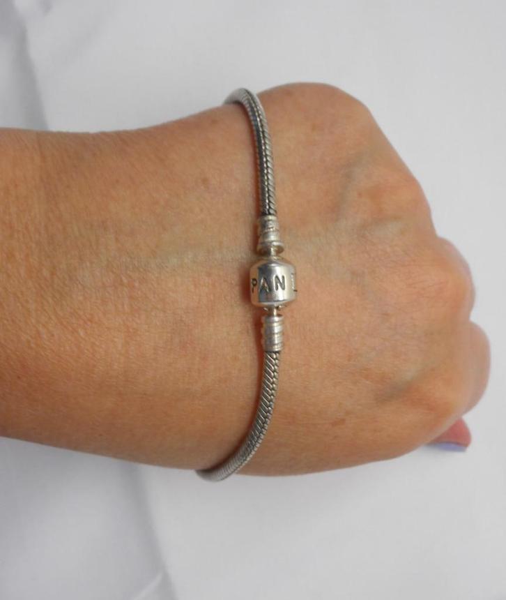 Pandora zilveren armband met bol slot 19.5 cm nr.1536, Sieraden, Tassen en Uiterlijk, Armbanden, Zo goed als nieuw, Zilver, Zilver