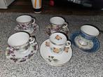 Vintage oude lelijke koffie kopjes met schotel bloemetjes, Ophalen of Verzenden, Porselein, Overige stijlen, Kop(pen) en/of Schotel(s)