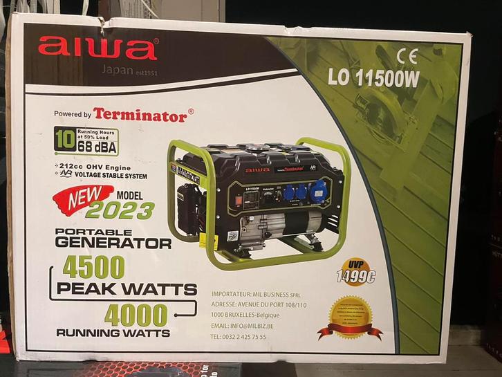 Nieuwe AIWA  LO1150W, made in Japan, 3500/4000 watt Silent, Doe-het-zelf en Verbouw, Aggregaten, Nieuw, Benzine, Minder dan 5 kVA