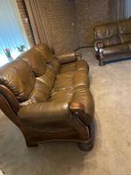 Lederen bankstel bruin, Huis en Inrichting, Ophalen, Gebruikt, 75 tot 100 cm, Leer