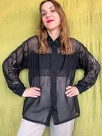 Vintage blouse / overhemd / zwart / medium / M / see through, Kleding | Dames, Maat 38/40 (M), Zwart, Ophalen of Verzenden, Vintage
