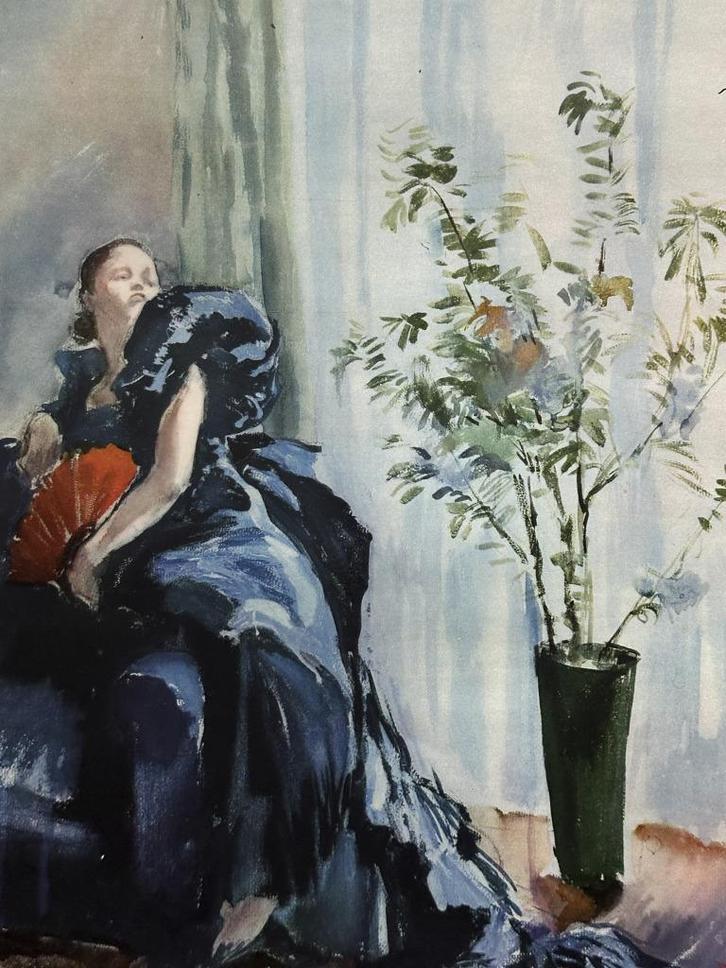 Mode prent uit L'Illustriation 1936, naar aquarel E. Drian, Antiek en Kunst, Kunst | Litho's en Zeefdrukken, Verzenden