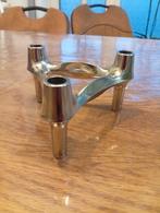 Vintage verchroomd Nagel kandelaar voor 3 kaarsen, Gebruikt, Overige kleuren, Ophalen of Verzenden, Metaal