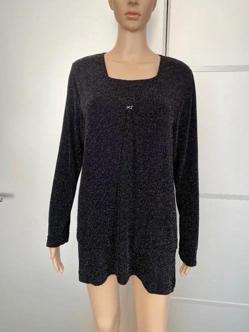 G746 Intown: Set: vest + lang top maat L=42/44 zwart/zilver, Kleding | Dames, Truien en Vesten, Zo goed als nieuw, Maat 42/44 (L)