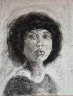 Houtskoolportret van een Vrouw - Uniek Exemplaar, Antiek en Kunst, Ophalen of Verzenden
