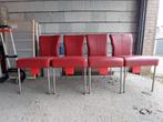 Rood lederen eetkamerstoelen, Huis en Inrichting, Ophalen, Zo goed als nieuw, Rood, Vier