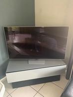 TV meubel Spectral Brick grijs met glas en deur soundbar, Ophalen, 100 tot 150 cm, Glas, Design