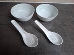 2x Vintage set Chinese soep/rijstkom met lepel. Porselein., Antiek en Kunst, Ophalen of Verzenden