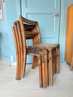 Vintage Kingfisher stapelbare Schoolstoelen hout  4 stoelen, Antiek en Kunst, Ophalen