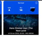 Hans Zimmer - 18 Nov. Brussel, Tickets en Kaartjes, Eén persoon, November