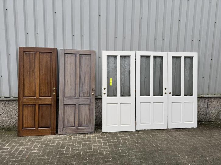 Leuke set massieve hardhouten deuren, Doe-het-zelf en Verbouw, Deuren en Horren, Zo goed als nieuw, Binnendeur, 200 tot 215 cm