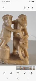 Apenbeeldje van steen 3 apen speksteen handwerk vintage anti, Antiek en Kunst, Ophalen of Verzenden