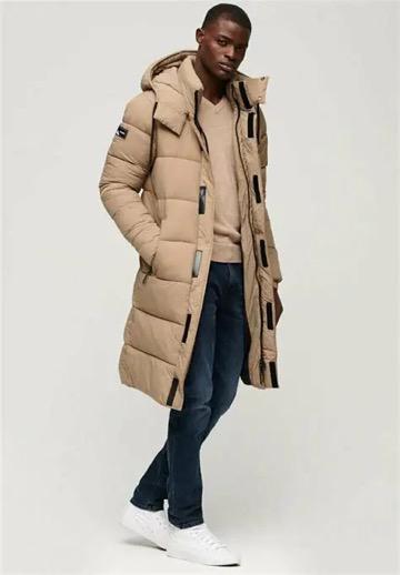 Lange winterjas Superdry ripst longline puffer jacket maat L, Kleding | Heren, Jassen | Winter, Gedragen, Maat 52/54 (L), Wit